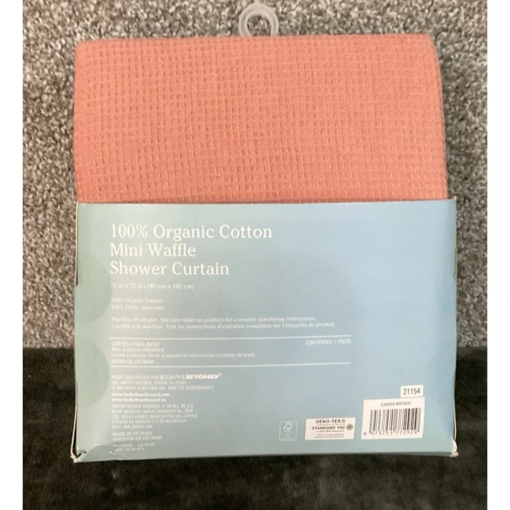 Haven 100% Organic Cotton Mini Waffle  Shower Curtain 72x72 Cameo Brown (Rose)